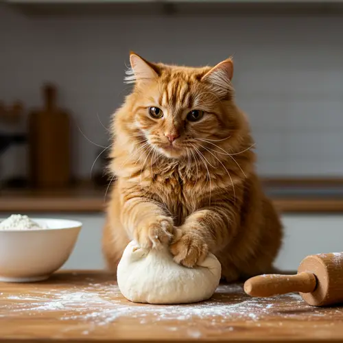 Cute Cat Kneading Dough - Adorable Moments