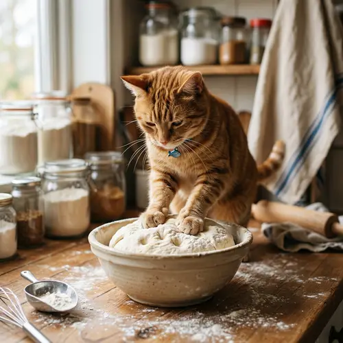 Cute Cat Kneading Dough - Adorable Moments