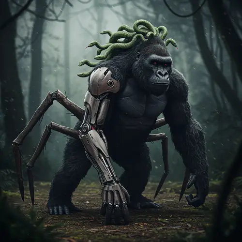 Spider-Legged Gorilla with Serpent Hair