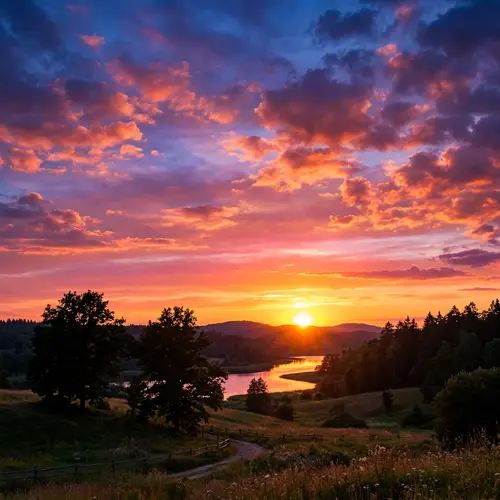 Vibrant Summer Sunset Sky with Fiery Colors
