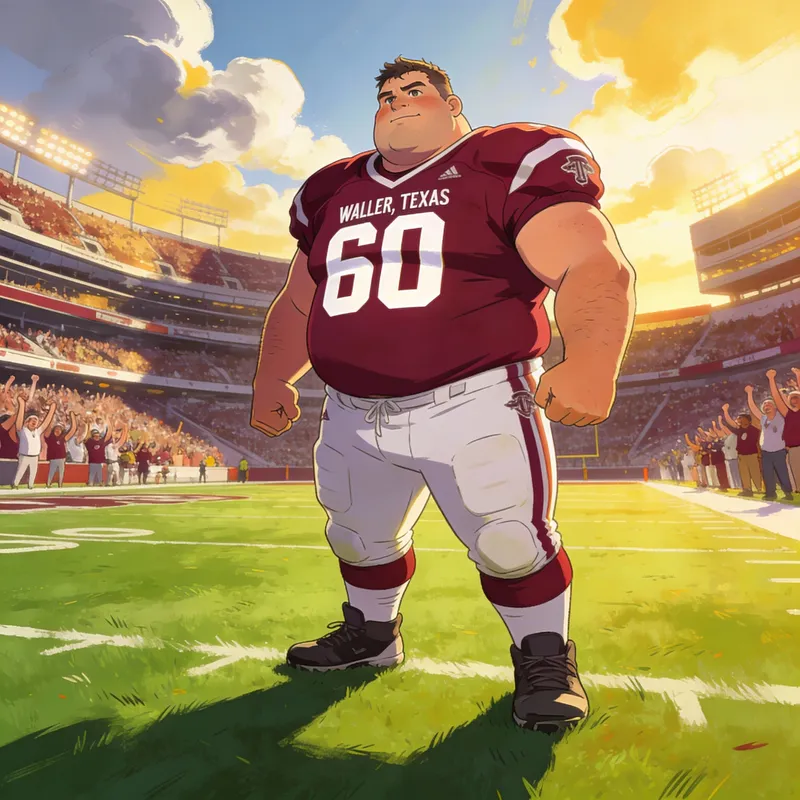 Heroic Waller Football Player in Maroon Jersey