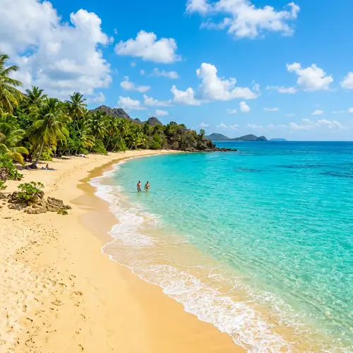 Turquoise Clean Water and Yellow Sandy Beach