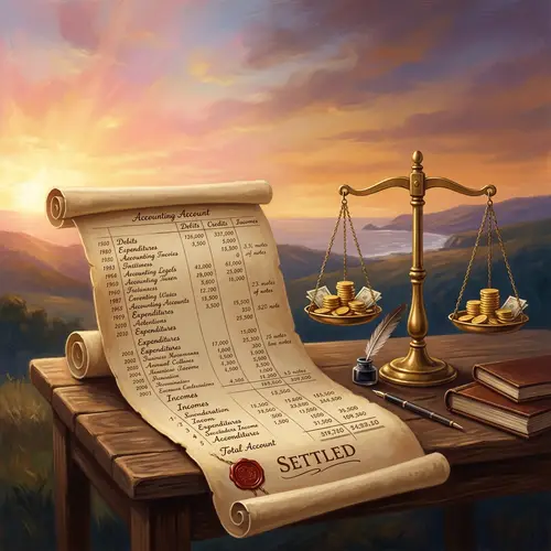 Settling the Account with Serenity: A Balance Scale of Golden Coins