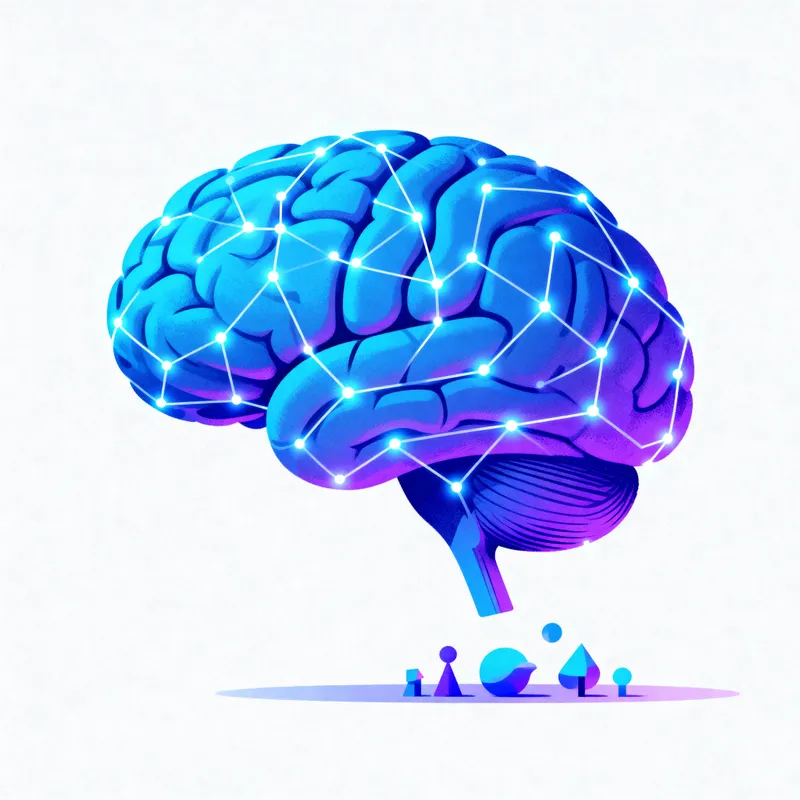 Vibrant Brain Illustration - Neural Network Art