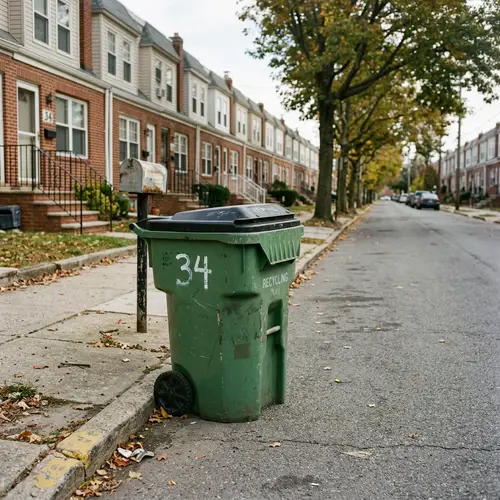 Garbage Recycling Bin in Urban Neighborhood