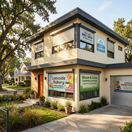 Modern House with Roller Shutter Advertisements