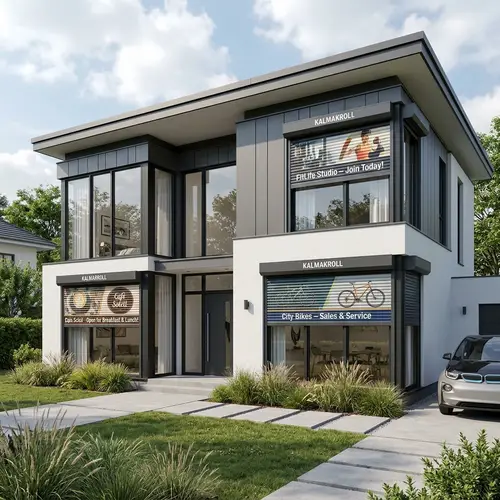 Modern House with Motorized Shutter Advertisements | Kalmakroll