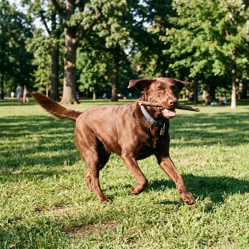 Playful Dog with Glossy Fur Coat | Dog Playing Fetch and Relaxing Under Shade
