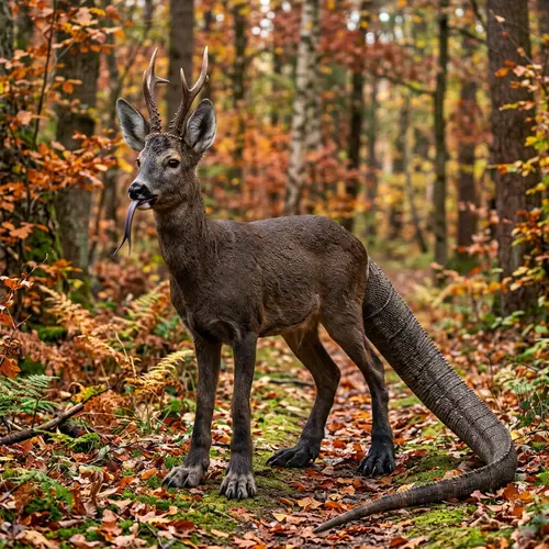 Deer with Komodo Dragon Tail and Wolf Features