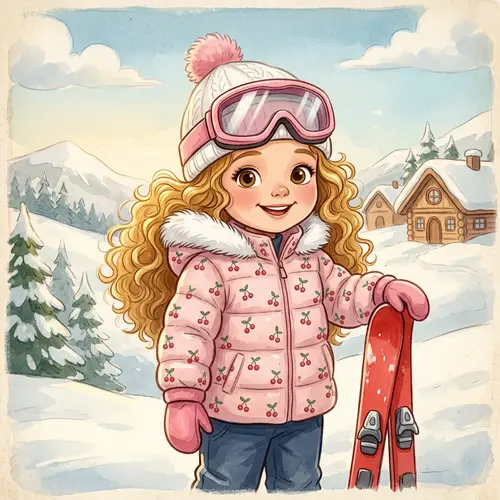 Whimsical Ski Girl: Cute 4-Year-Old Ready for Adventure