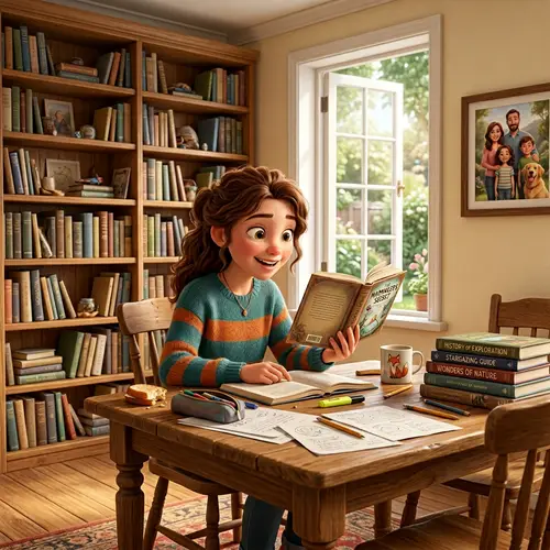 Curious Teen in Cozy Dining Room - Pixar Style