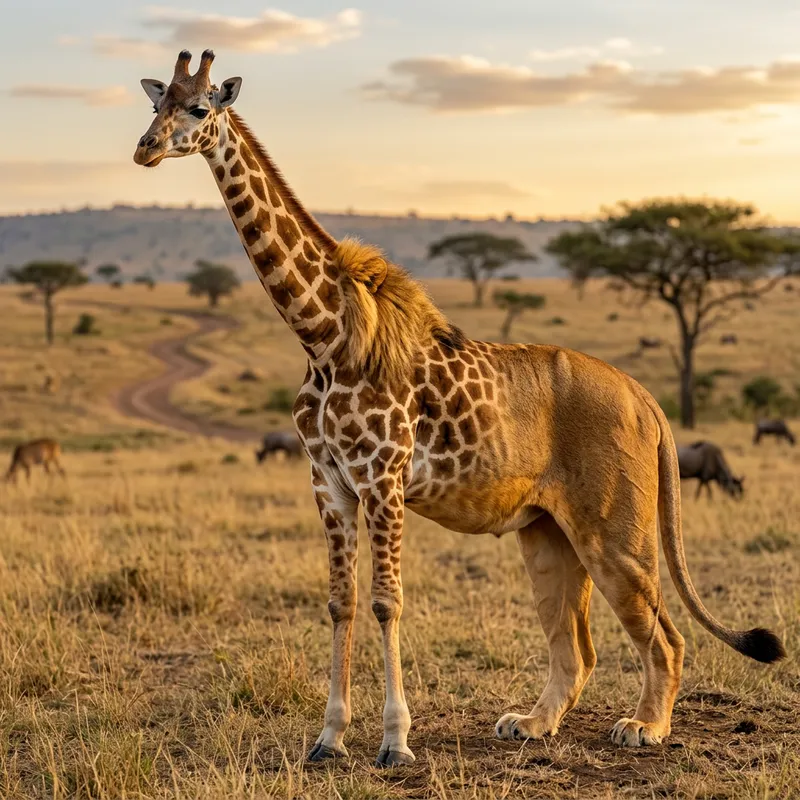 Giraffe-Lion Hybrid: A Unique Animal Fusion
