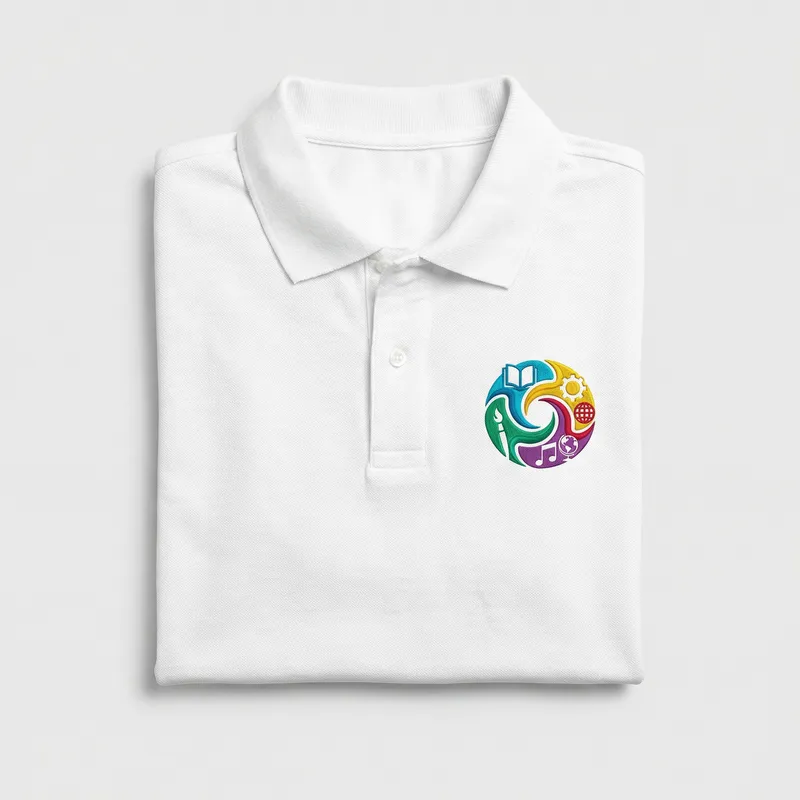 Minimalist Student Unity Design on White Polo Shirt