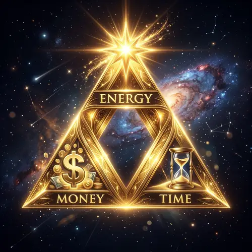Golden Triangle: Energy, Money, Time | 3D Rendering