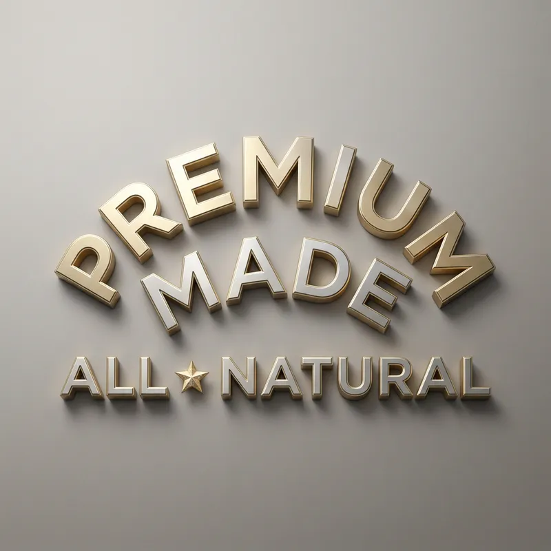 Premium Quality 3D Rendered 'Premium Made' Arch and 'All Natural' Star