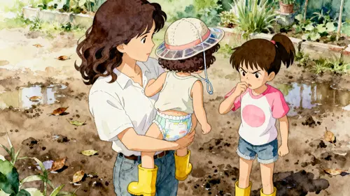 Whimsical Ghibli Garden Illustration