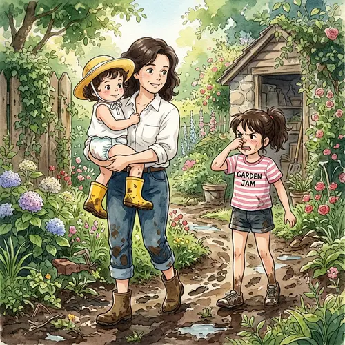 Whimsical Ghibli Garden Illustration