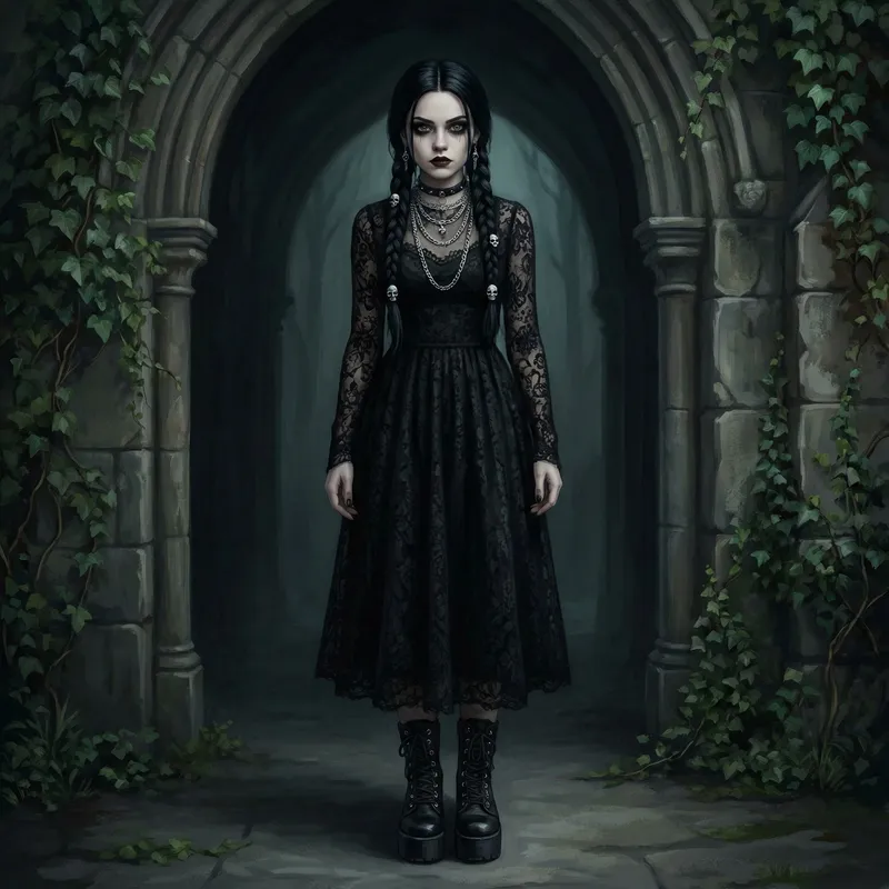 Intense Goth Girl in Dark Digital Art