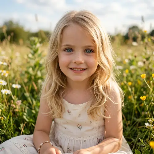 Blue-Eyed Caucasian Girl with Light Blonde Hair