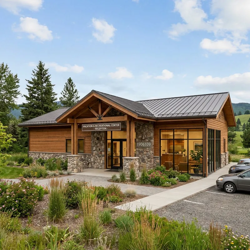 Single-Level Reception Building for Resorts