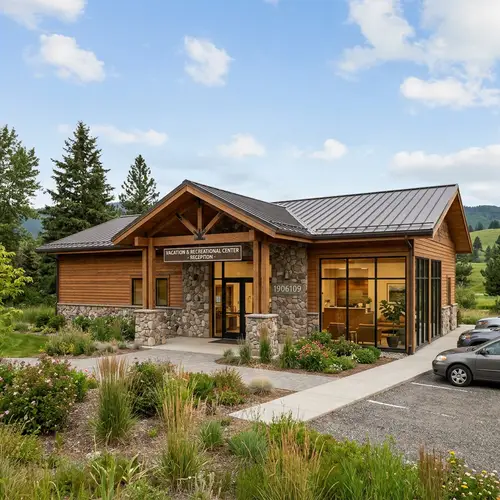 Single-Level Reception Building for Resorts