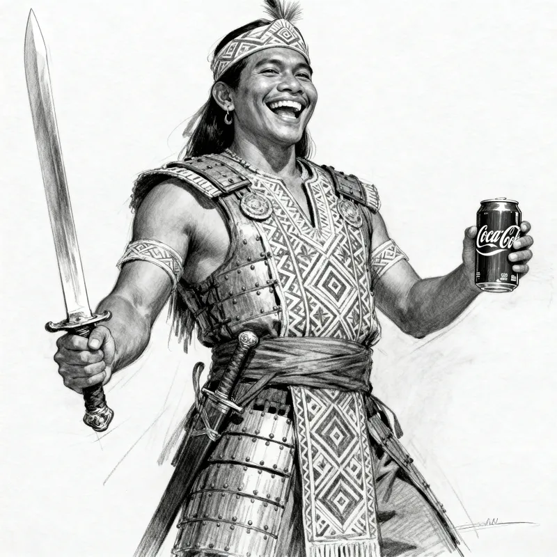 Gleeful Datu: Filipino Warrior with Cola