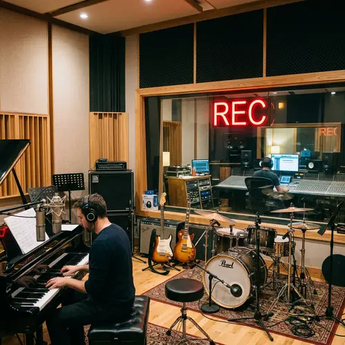 Professional Recording Studio with REC Sign