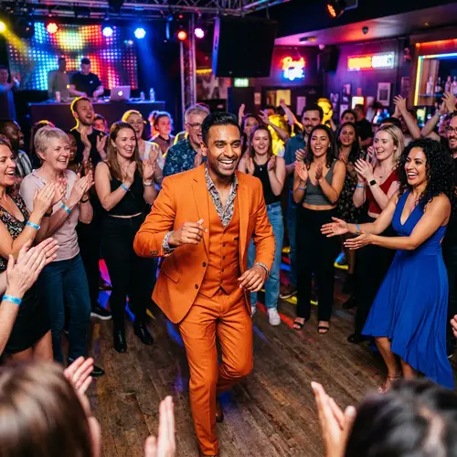 Energetic South Asian Man Dancing Salsa | Dance Floor Scene