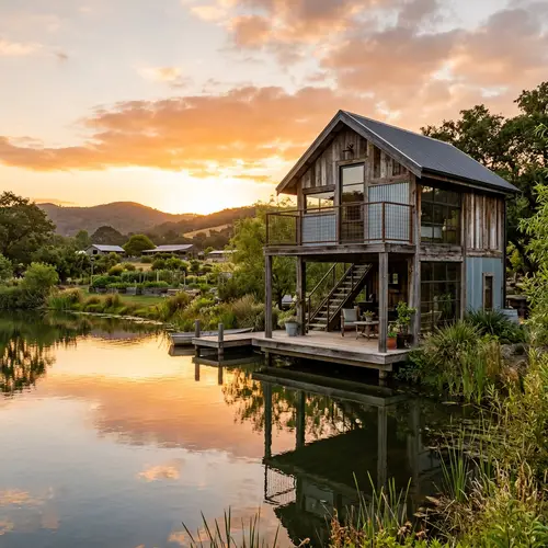 Rustic Eco-Farm Gazebo on Lake | Unique Contemporary Architecture