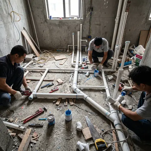 Detailed Plumbing Project in 4K: Installation of PVC Pipes