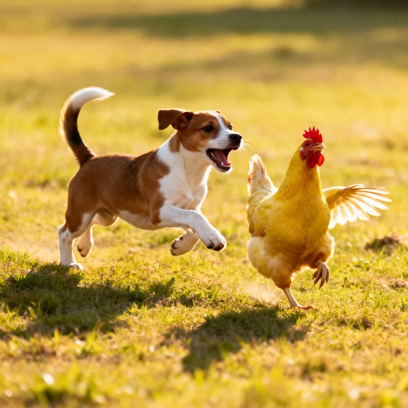 Dog Chasing Chicken: Fun and Playful Moments
