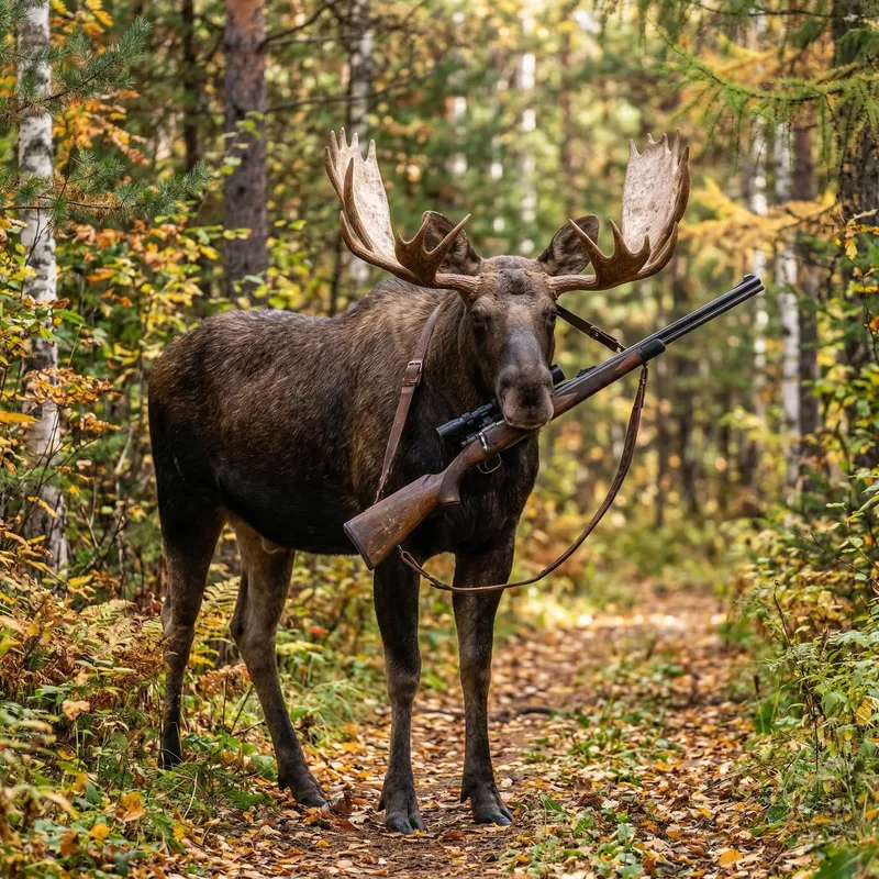 Moose Photo with Gun: Capturing the Wild