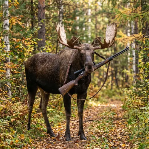 Moose Photo with Gun: Capturing the Wild