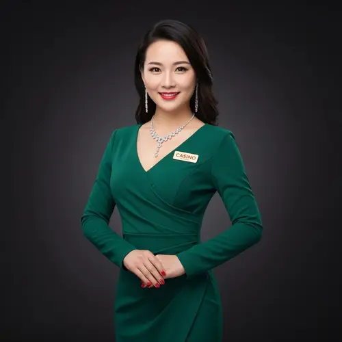 Elegant Female Chinese Casino Host in Stunning Dress