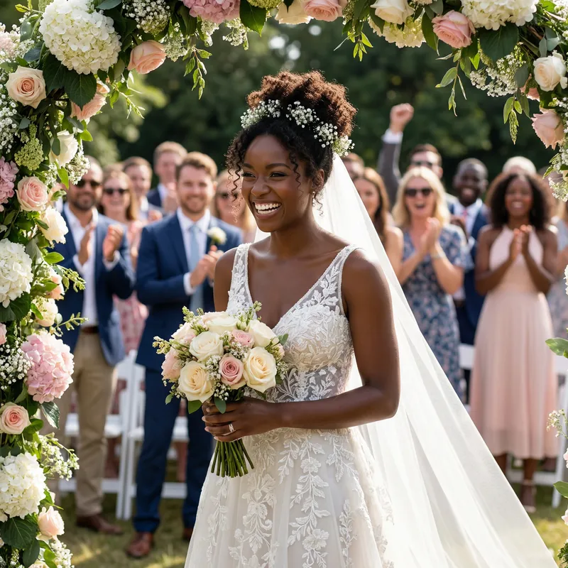 Elegant Black Bride in Joyful Wedding Scene