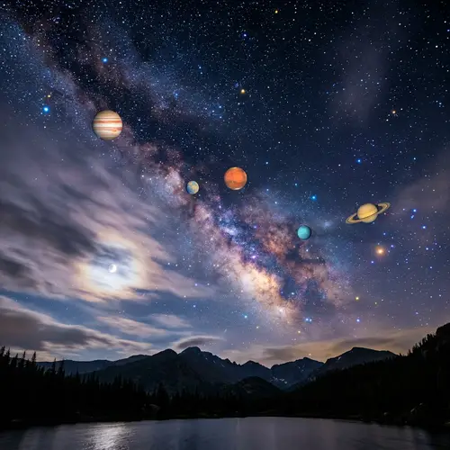 Starry Night Sky: Shining Stars & Colorful Planets