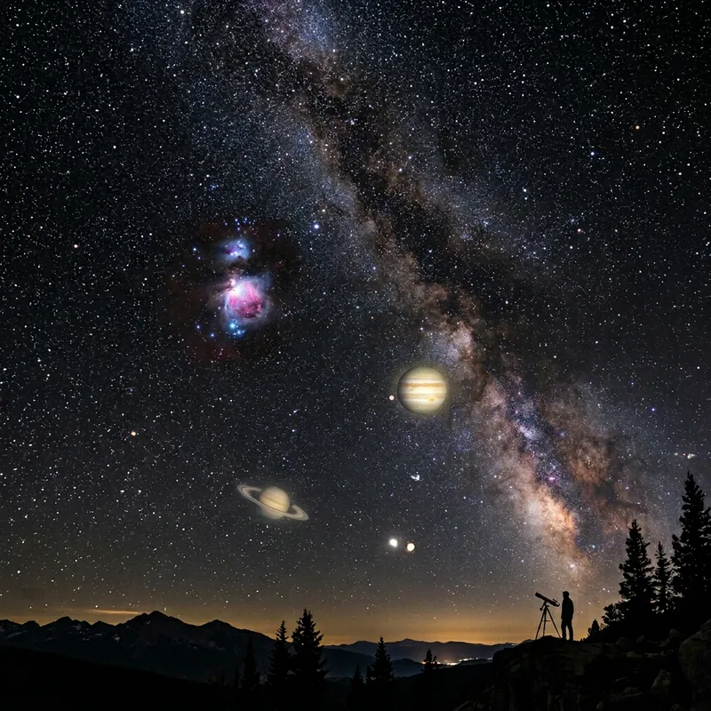 Starry Night Sky with Stars and Planets Starry Night Sky with Stars and Planets