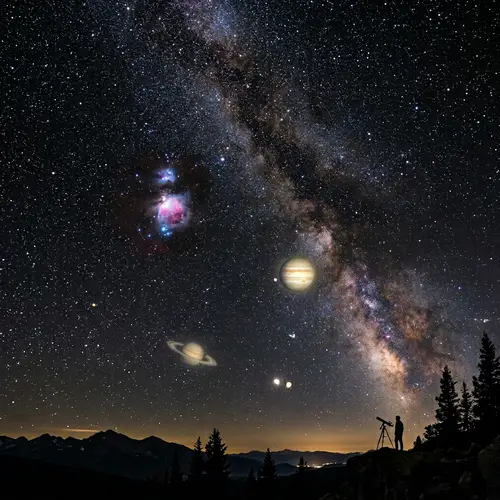 Mesmerizing Night Sky with Twinkling Stars and Glowing Planets