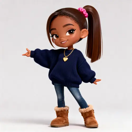 Chibi Style Cartoon Illustration of a Preteen Girl