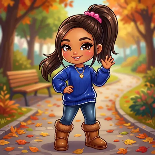 Chibi Style Cartoon Illustration of a Preteen Girl