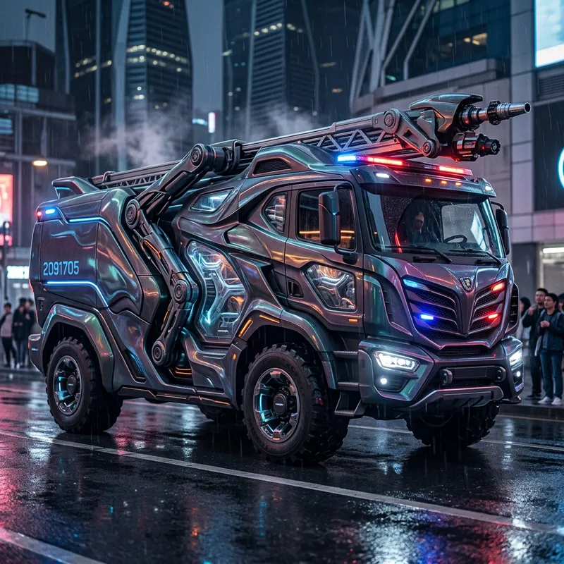 Futuristic Fire Truck with Advanced Technology