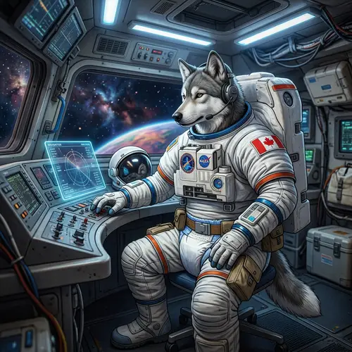 Furry Wolf Spacesuit: Enigmatic Male in a Spacesuit