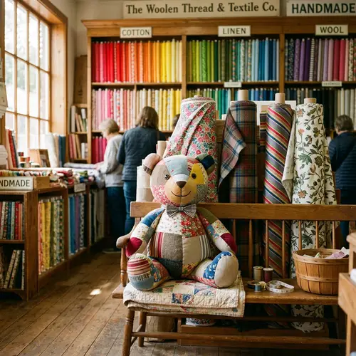Fabric Shop Teddy Bear Art Scene