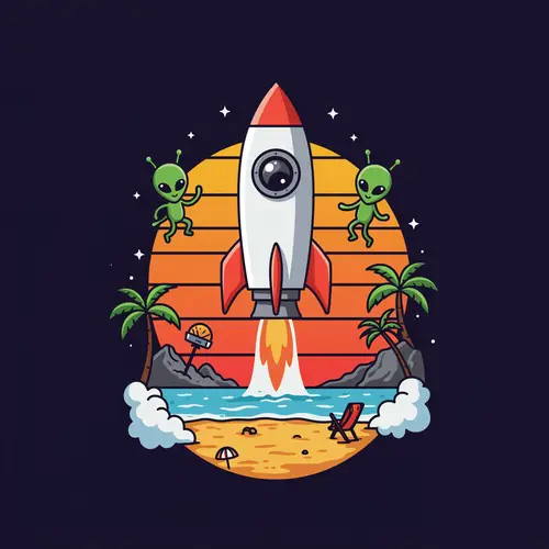 Rocket Aliens Beach Camera Logo Design