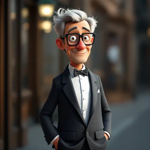 Animated Where's Waldo-style Character with Bow Tie
