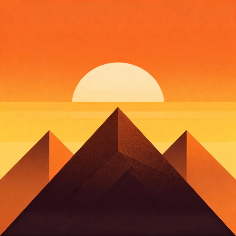 Minimalist Mountain Landscape at Sunset