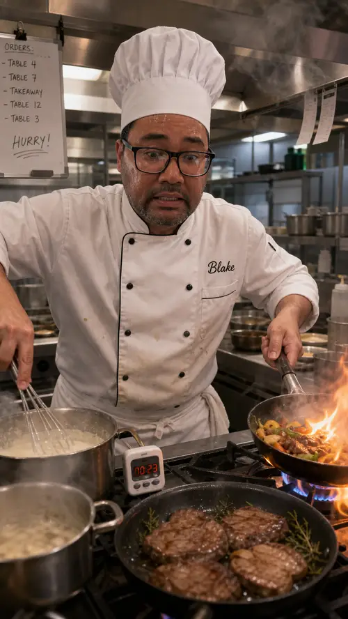 Nervous Chef Blake in the Kitchen