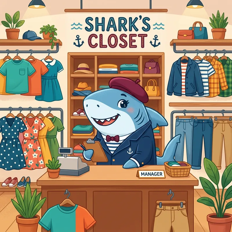 Charming Little Shark Director in Clothing Store | Logo Design
