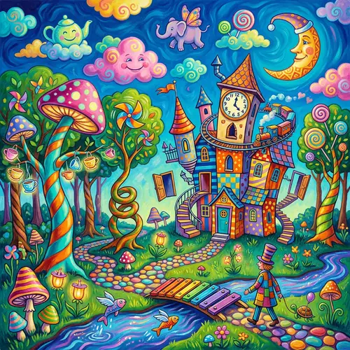 Quirky and Surreal Scene | Bright and Vibrant Illustration