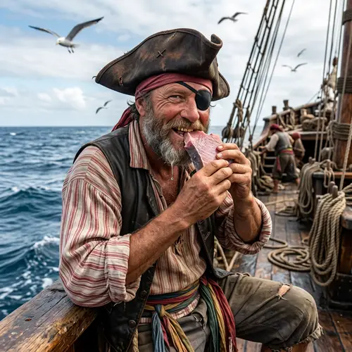 Rugged Pirate on the High Seas - Adventure Scene